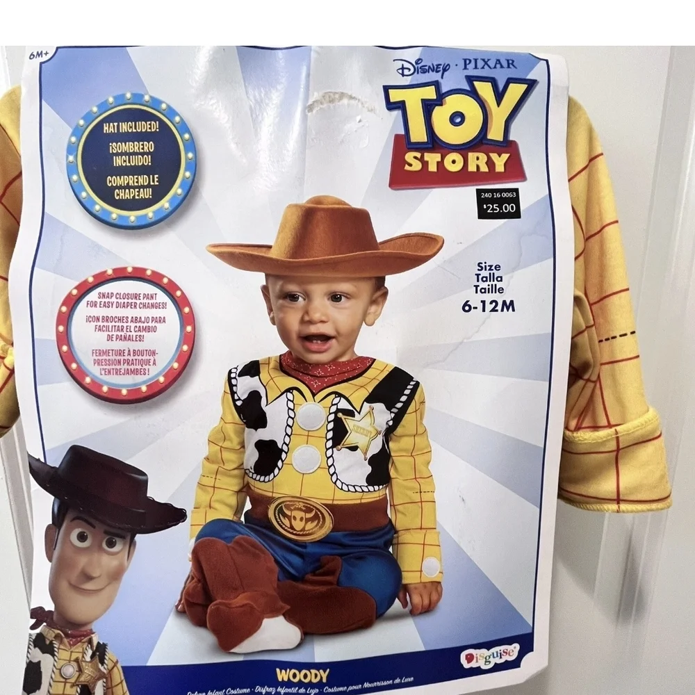 Disney Toy Story Woody Costume - Yellow,‎ Blue, Brown